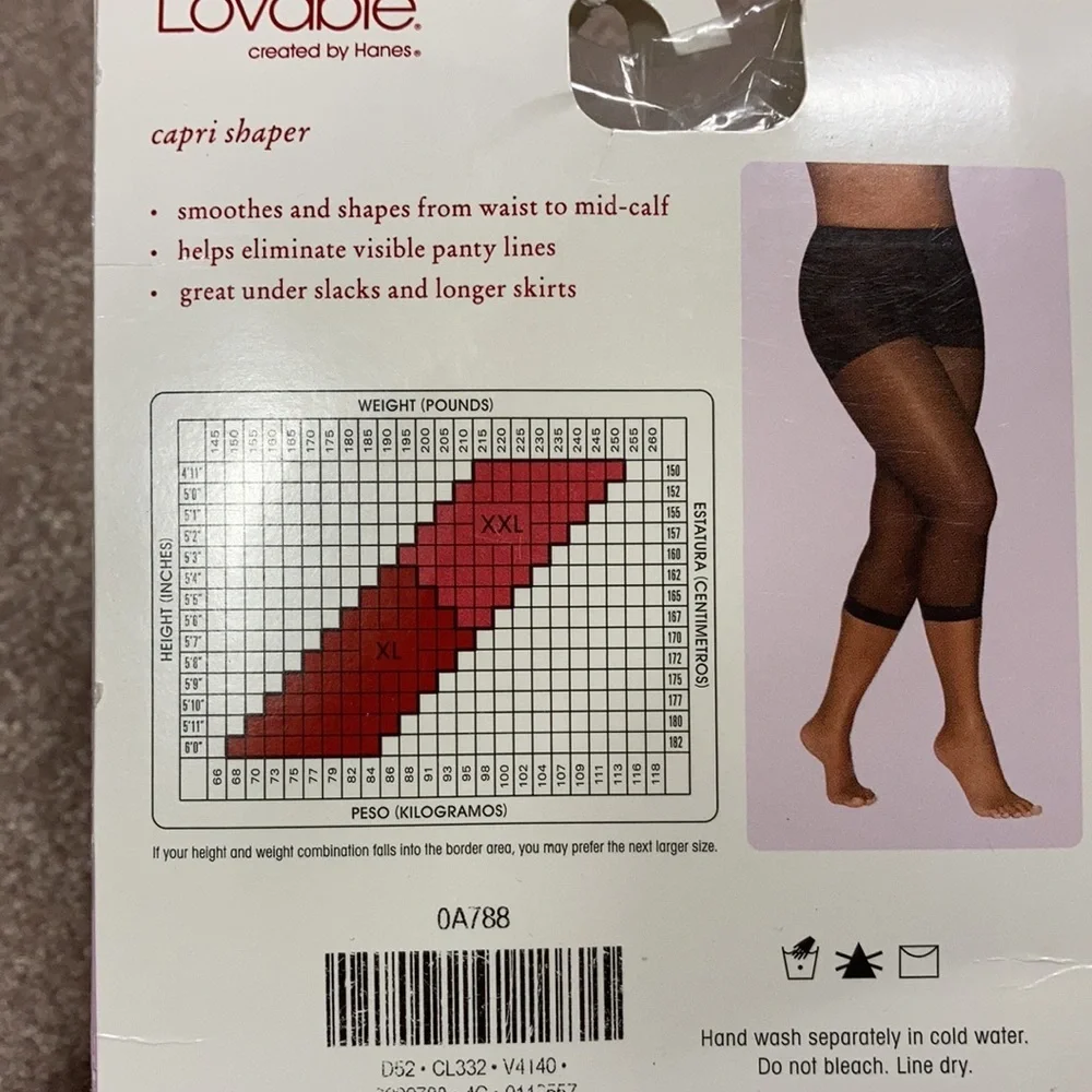 NWT xxl lovable Hanes Capri shaper jet black